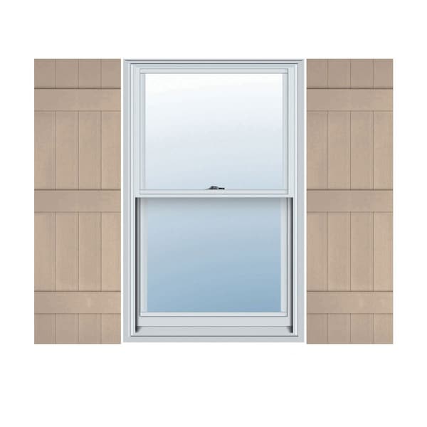 Ekena Millwork 14 in. W x 55 in. H Builders Edge, 3 Batten, Board-n-Batten Shutters, 023 - Wicker, PR 080140055023 - main